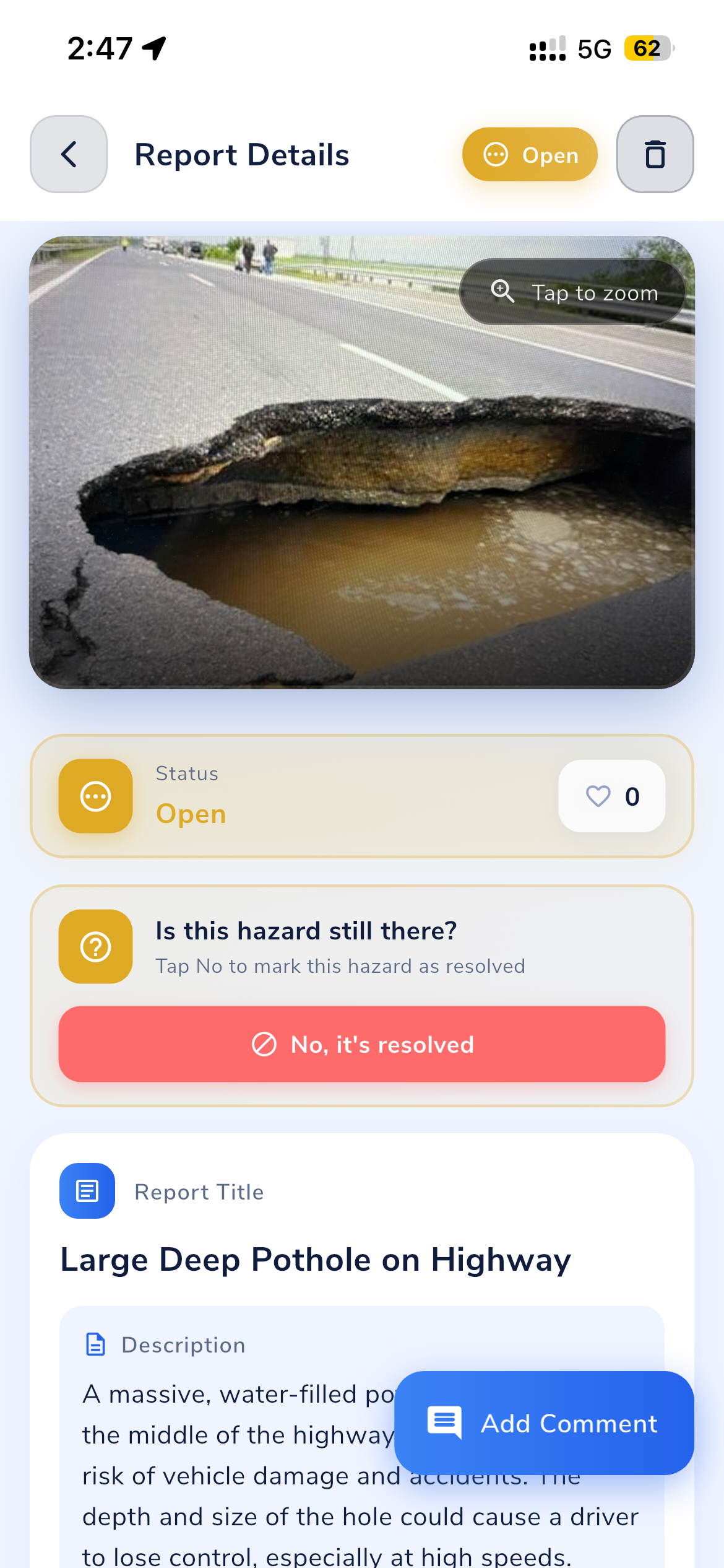 RoveSafe — new report with AI-filled title and description