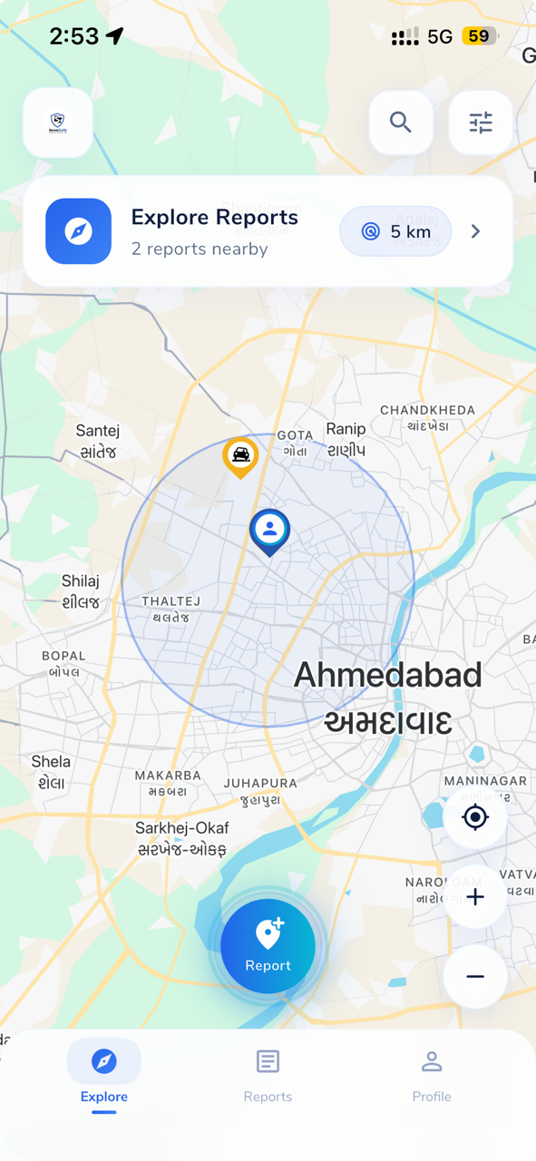 RoveSafe — explore nearby hazards on the live map